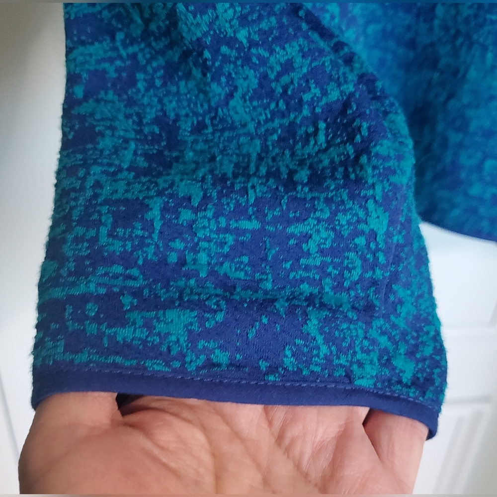 Bedford Fair Navy & Teal Lightweight KNIT Button-up Women's Size 20W - Picture 5 of 12